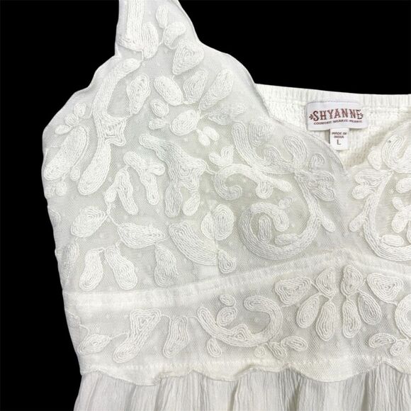 Y2K Embroidered Lace Babydoll Tank Top Size L Fairy Boho Feminine Romantic 90s - Picture 7 of 7